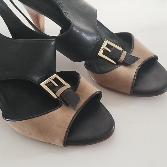 Leather Buckles T-Strap Sandal Heels - Picture 7 of 8